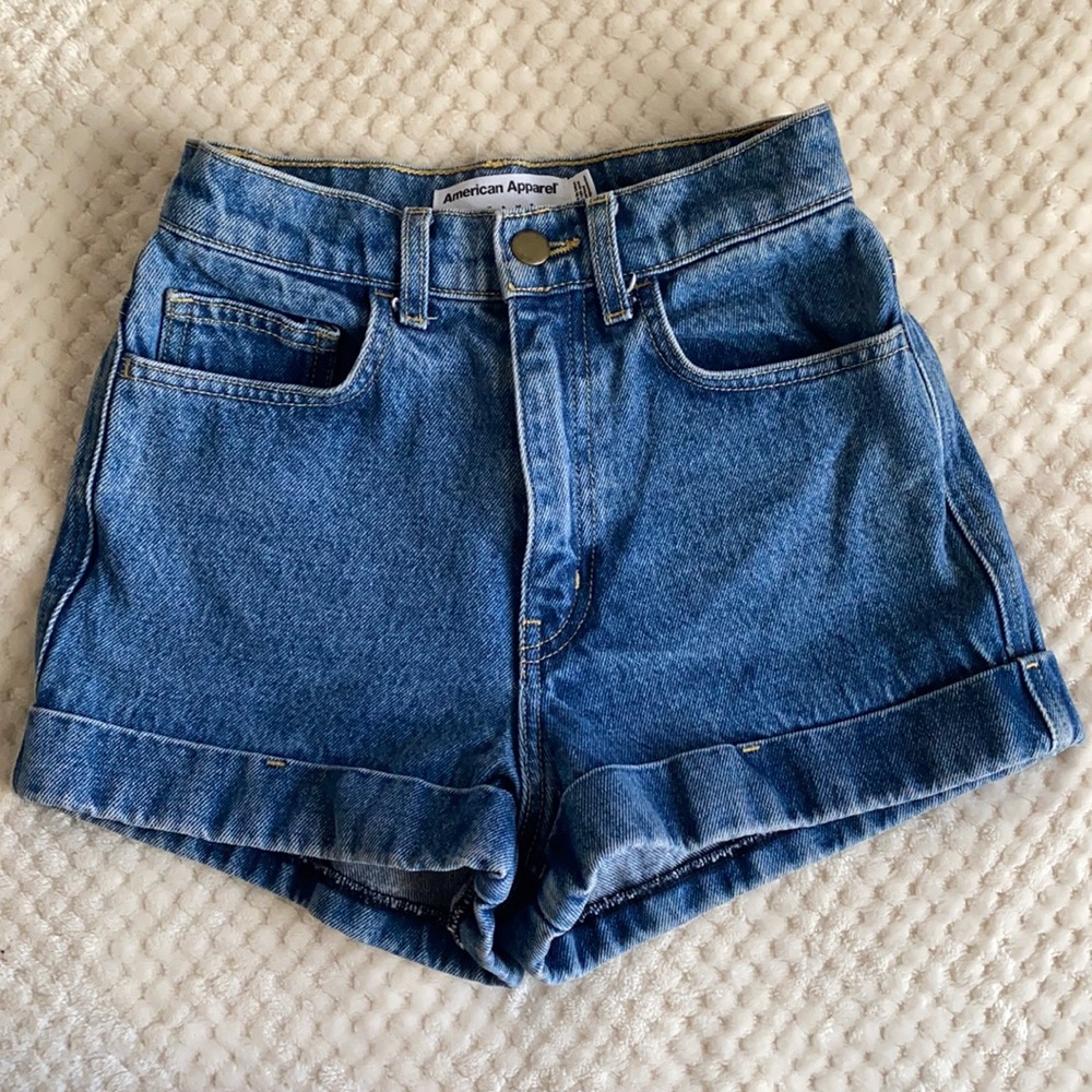 American apparel high waisted denim shorts